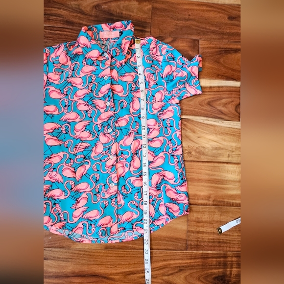 Girl's Hawaiian style shirt with flamingos size Medium - Picture 3 of 8